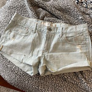 Striped jean shorts